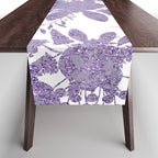 Elegant Lavender Purple White Glitter Floral Table Runner Gallery Image 1