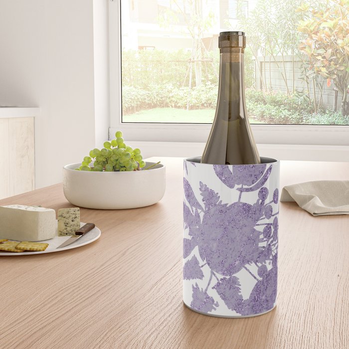 Elegant Lavender Purple White Glitter Floral Wine Chiller Gallery Image 4