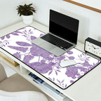 Elegant Lavender Purple White Glitter Floral Desk Mat Gallery Image 2