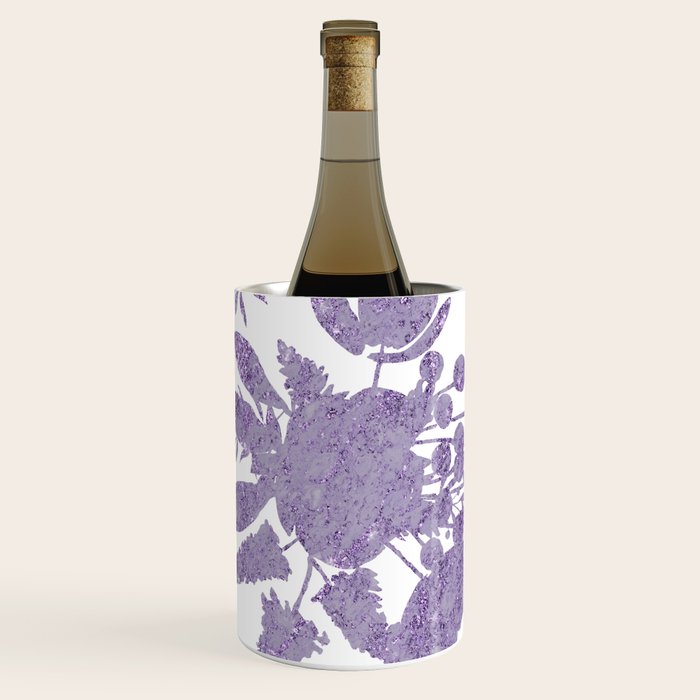Elegant Lavender Purple White Glitter Floral Wine Chiller Gallery Image 1