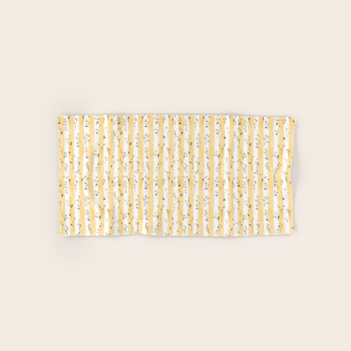 Buttercup Yellow Flower Blossoms on Butter Yellow Streaky Stripes Towels Gallery Image 1