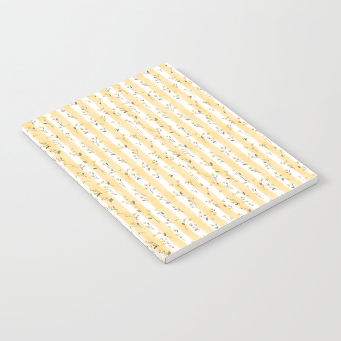 Buttercup Yellow Flower Blossoms on Butter Yellow Streaky Stripes Notebook Gallery Image 1