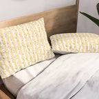 Buttercup Yellow Flower Blossoms on Butter Yellow Streaky Stripes Pillow Sham Gallery Image 2