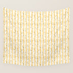 Buttercup Yellow Flower Blossoms on Butter Yellow Streaky Stripes Wall Tapestry Gallery Image 4