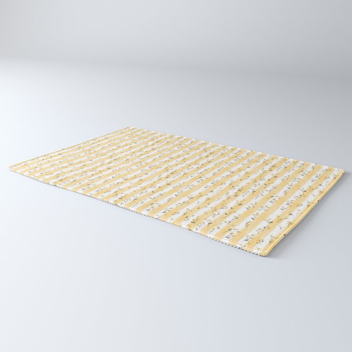 Buttercup Yellow Flower Blossoms on Butter Yellow Streaky Stripes Rug Gallery Image 3