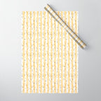Buttercup Yellow Flower Blossoms on Butter Yellow Streaky Stripes Wrapping Paper Gallery Image 1