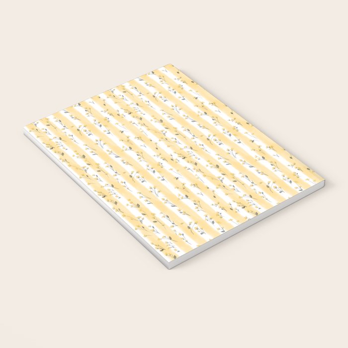Buttercup Yellow Flower Blossoms on Butter Yellow Streaky Stripes Notebook Gallery Image 3