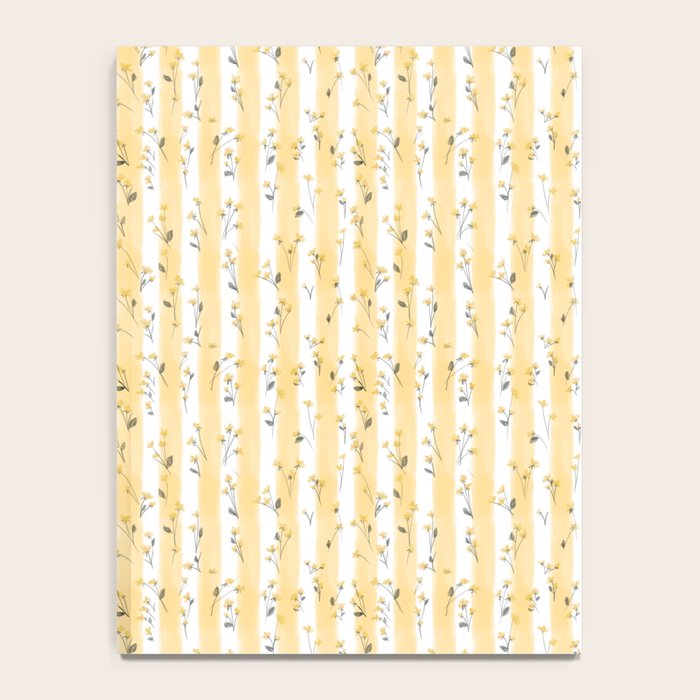 Buttercup Yellow Flower Blossoms on Butter Yellow Streaky Stripes Notebook Gallery Image 4