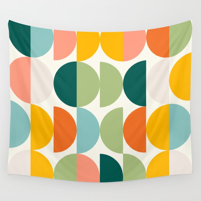 Mid Century Modern Geometry 4 Wall Tapestry Gallery Image 1