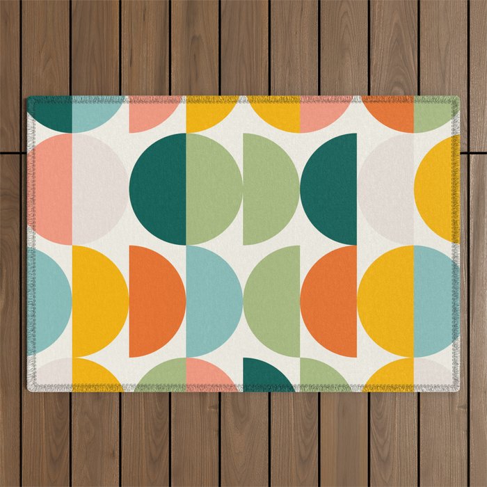 Mid Century Modern Geometry 4 Outdoor Rug Gallery Image 1