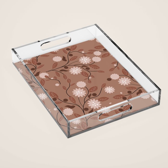Romanic Floral in Mocha Mousse Acrylic Tray Gallery Image 1