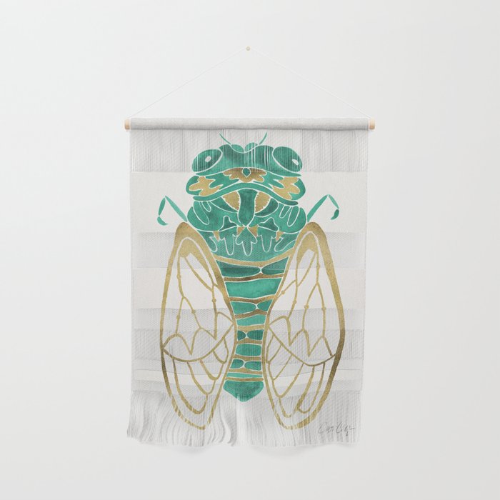 Cicada - Green & Gold Wall Hanging Gallery Image 1