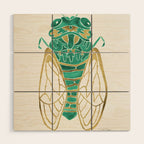 Cicada - Green & Gold Wood Wall Art Gallery Image 1