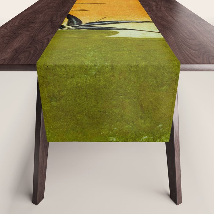 Bamboo and rising sun Date/ 1829 Artist/ Utagawa Kunimaru Japanese, 1793-1829 Vintage Japanese Woodblock Print East Asian Cultural Antique Art  Table Runner