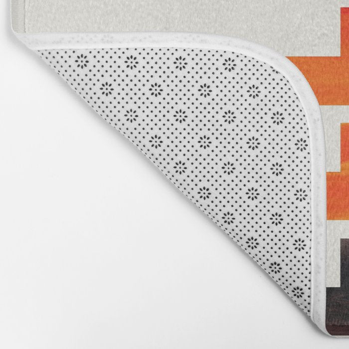 Orange & Black Geometric Minimal Mid Century Modern Lightning Bolt Pattern Watercolor Art Bath Mat Gallery Image 2