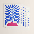 THE VASE 01: Cerise & Persian Blue Leaves Wrapping Paper Gallery Image 3