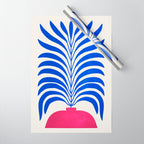 THE VASE 01: Cerise & Persian Blue Leaves Wrapping Paper Gallery Image 1