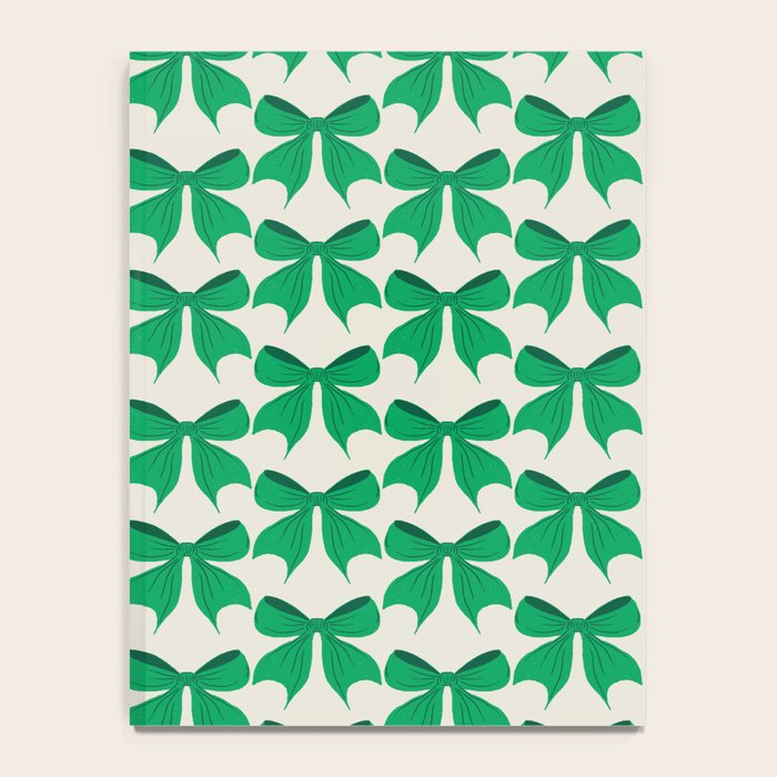 Elegant Green Bow Pattern - Festive Holiday Design Notebook Gallery Image 4