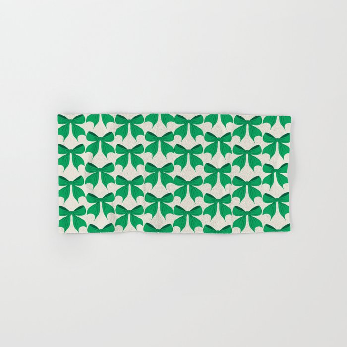 Elegant Green Bow Pattern - Festive Holiday Design Bath Towel Gallery Image 1