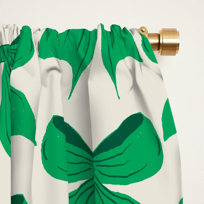 Elegant Green Bow Pattern - Festive Holiday Design Window Curtain Gallery Image 2