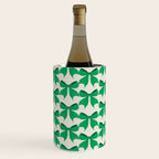 Elegant Green Bow Pattern - Festive Holiday Design Wine Chiller Gallery Image 1