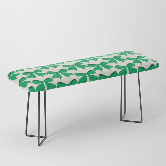 Elegant Green Bow Pattern - Festive Holiday Design Bench Gallery Image 1