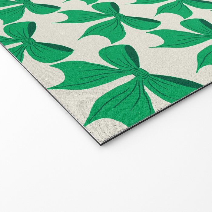 Elegant Green Bow Pattern - Festive Holiday Design Welcome Mat Gallery Image 2