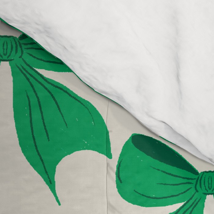 Elegant Green Bow Pattern - Festive Holiday Design Comforter Gallery Image 4