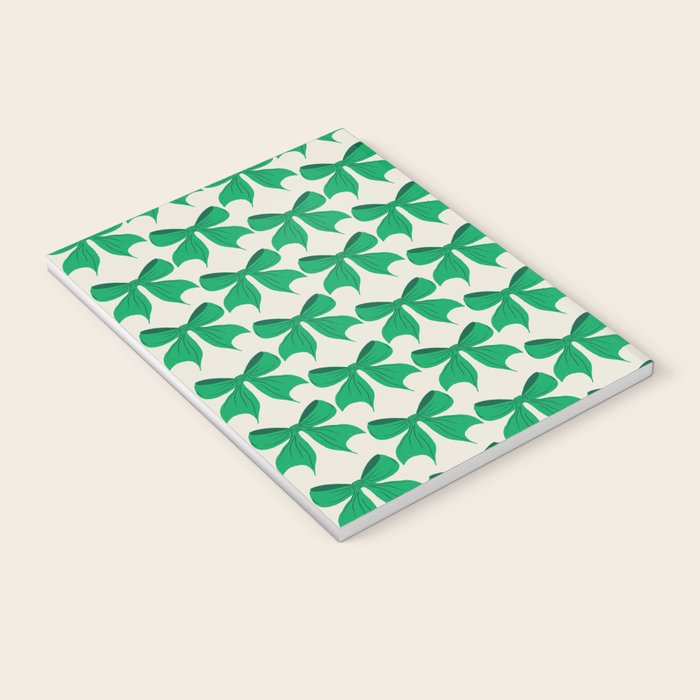 Elegant Green Bow Pattern - Festive Holiday Design Notebook Gallery Image 3