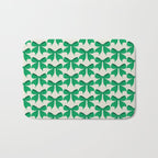 Elegant Green Bow Pattern - Festive Holiday Design Bath Mat Gallery Image 1