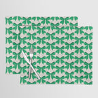 Elegant Green Bow Pattern - Festive Holiday Design Placemat Gallery Image 1