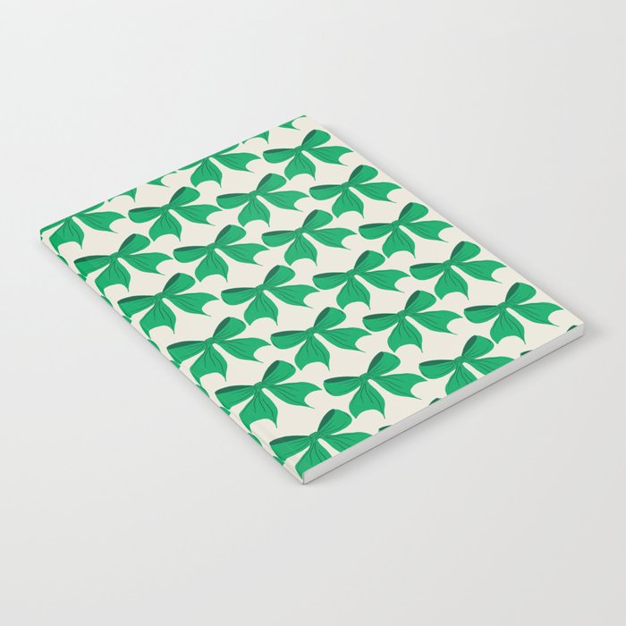 Elegant Green Bow Pattern - Festive Holiday Design Notebook Gallery Image 1