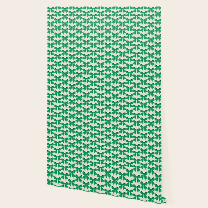 Elegant Green Bow Pattern - Festive Holiday Design Wallpaper Gallery Image 2
