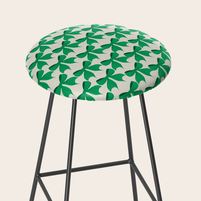 Elegant Green Bow Pattern - Festive Holiday Design Stool Gallery Image 2