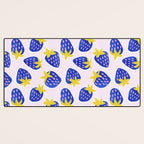 Vibrant Blue Strawberry Pattern Desk Mat Gallery Image 3