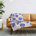 Vibrant Blue Strawberry Pattern Throw Blanket Gallery Image 1