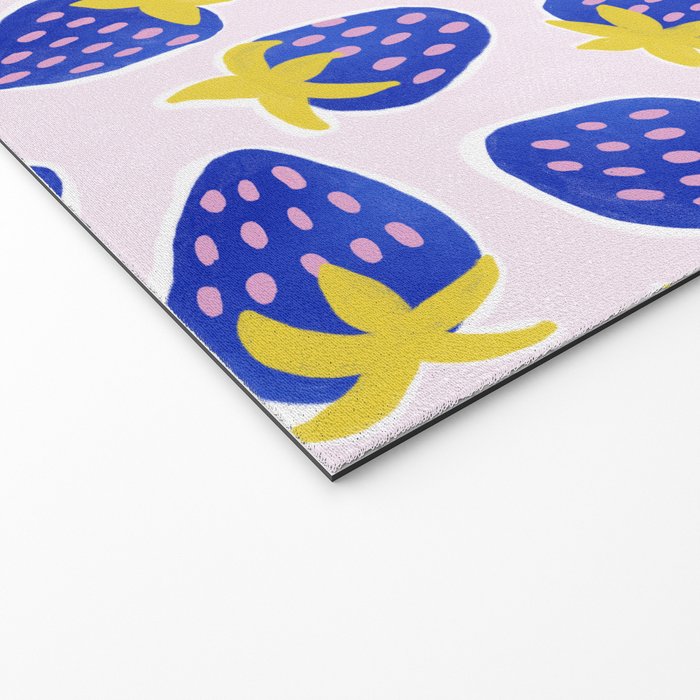 Vibrant Blue Strawberry Pattern Welcome Mat Gallery Image 2