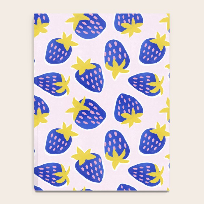 Vibrant Blue Strawberry Pattern Notebook Gallery Image 4