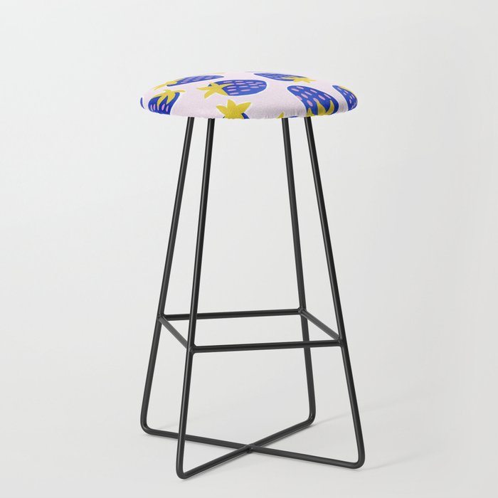 Vibrant Blue Strawberry Pattern Stool Gallery Image 1