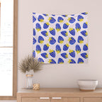 Vibrant Blue Strawberry Pattern Wall Tapestry Gallery Image 2