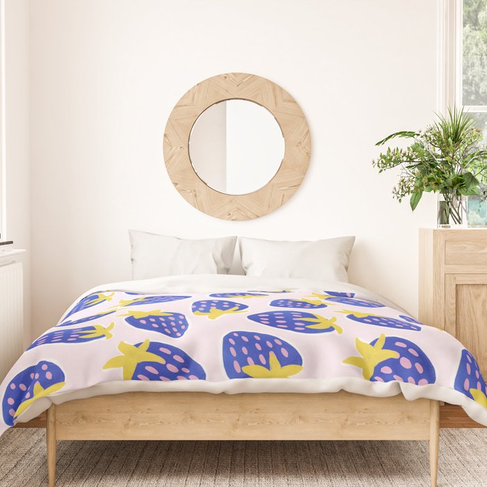 Vibrant Blue Strawberry Pattern Duvet Cover Gallery Image 3