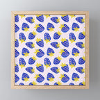 Vibrant Blue Strawberry Pattern Mini Art Print Gallery Image 1