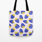 Vibrant Blue Strawberry Pattern Tote Bag Gallery Image 1