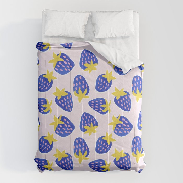 Vibrant Blue Strawberry Pattern Comforter Gallery Image 6