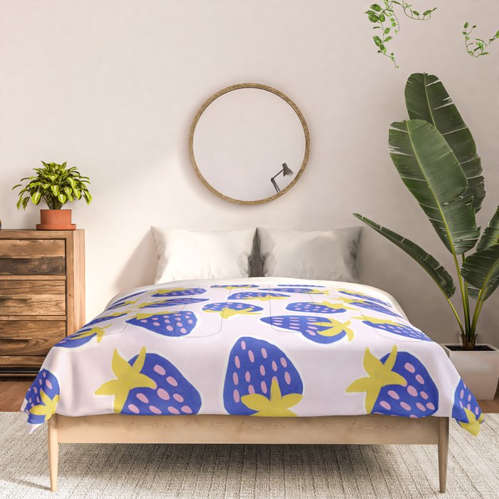 Vibrant Blue Strawberry Pattern Comforter Gallery Image 3