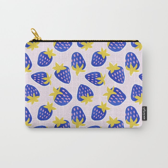 Vibrant Blue Strawberry Pattern Carry All Pouch Gallery Image 1
