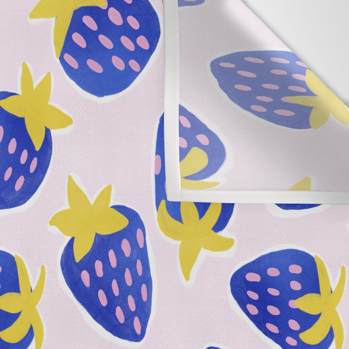 Vibrant Blue Strawberry Pattern Wall Tapestry Gallery Image 3