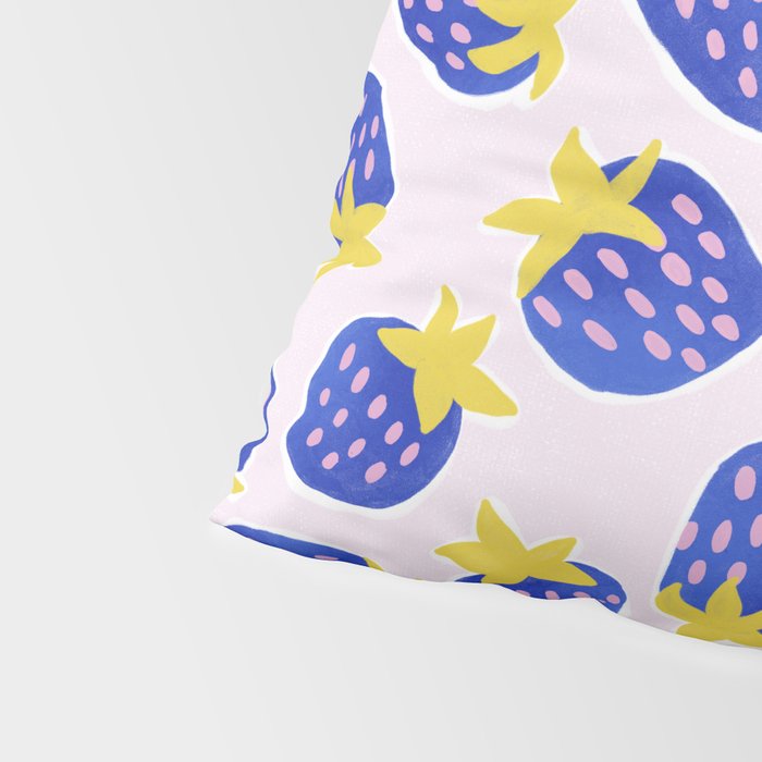 Vibrant Blue Strawberry Pattern Pillow Sham Gallery Image 4