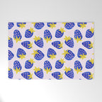 Vibrant Blue Strawberry Pattern Welcome Mat Gallery Image 1