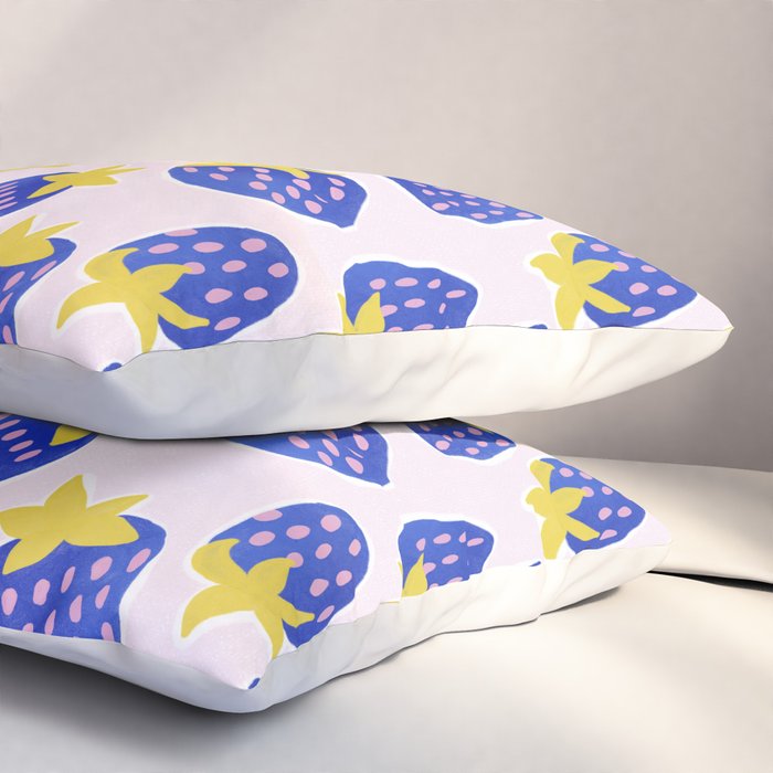 Vibrant Blue Strawberry Pattern Pillow Sham Gallery Image 3